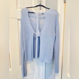 Blue Sweater with Open Back